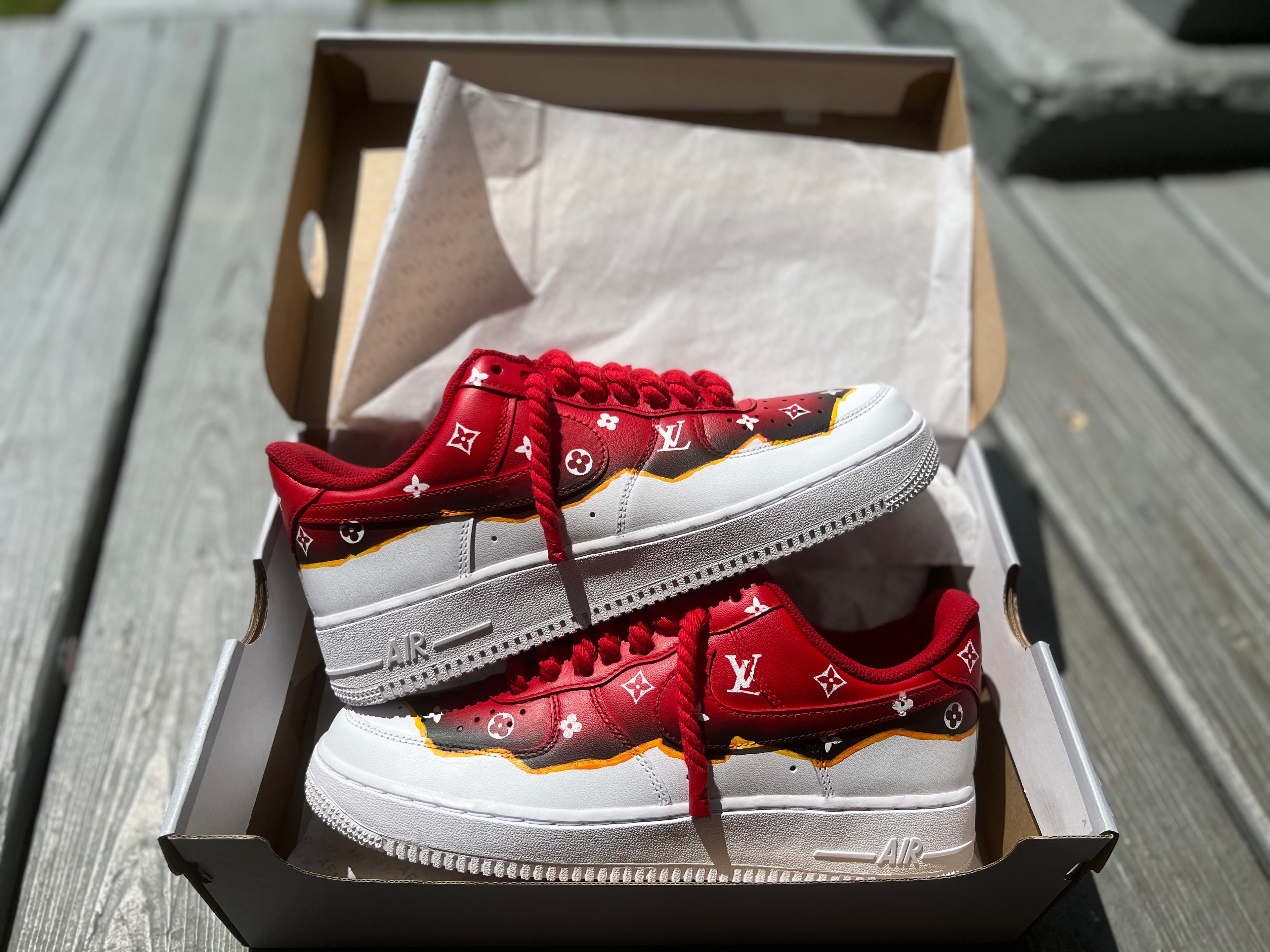 Burnt LV Custom Shoes