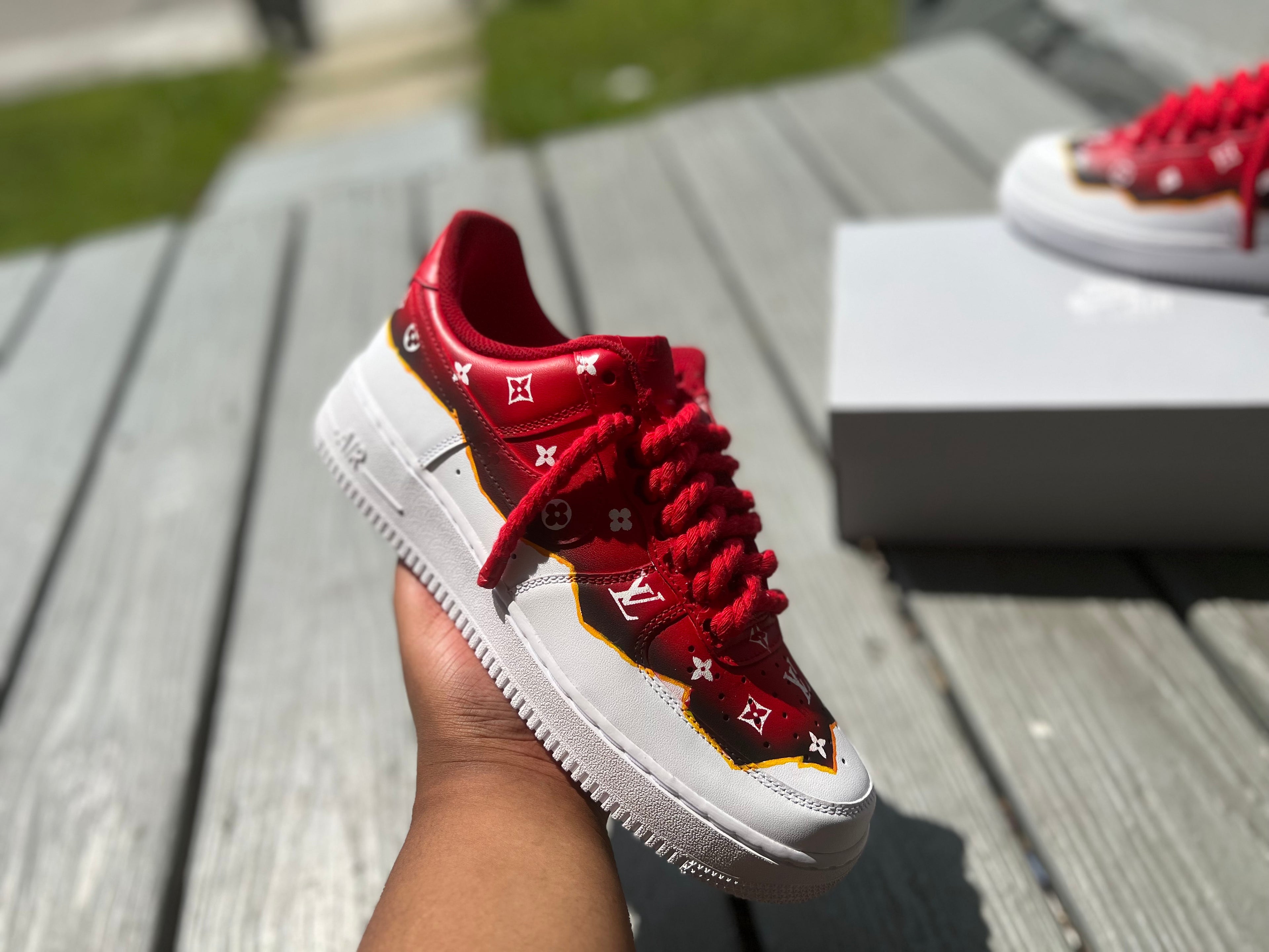 Burnt LV Custom Shoes